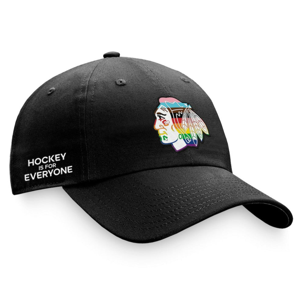NHL Black Chicago Blackhawks Fanatics Team Logo Pride Adjustable Hat