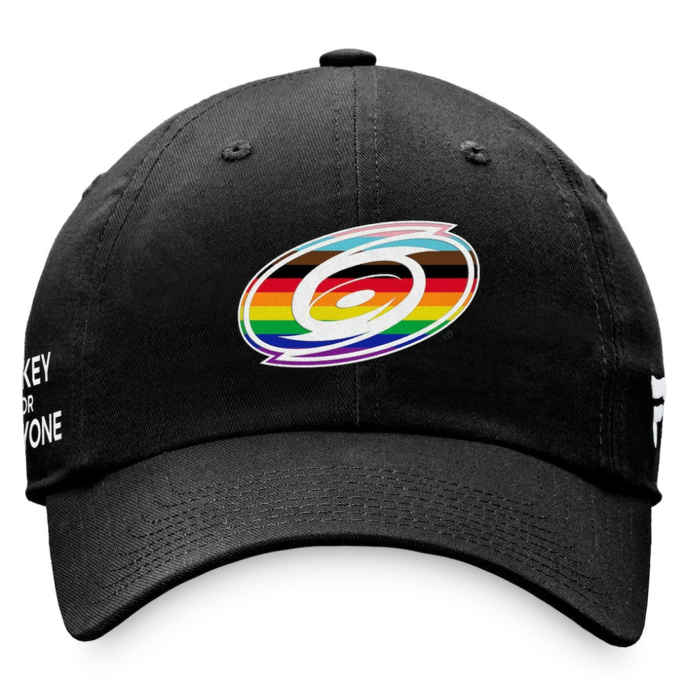 NHL Black Carolina Hurricanes Fanatics Team Logo Pride Adjustable Hat
