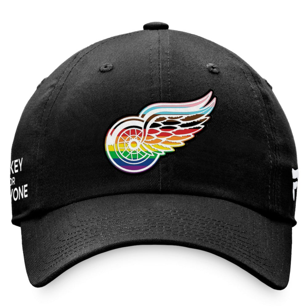 NHL Black Detroit Red Wings Fanatics Team Logo Pride Adjustable Hat