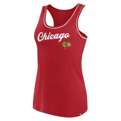 NHL Red Chicago Blackhawks Fanatics Women's Wordmark Logo Racerback Scoop Neck Tank Top