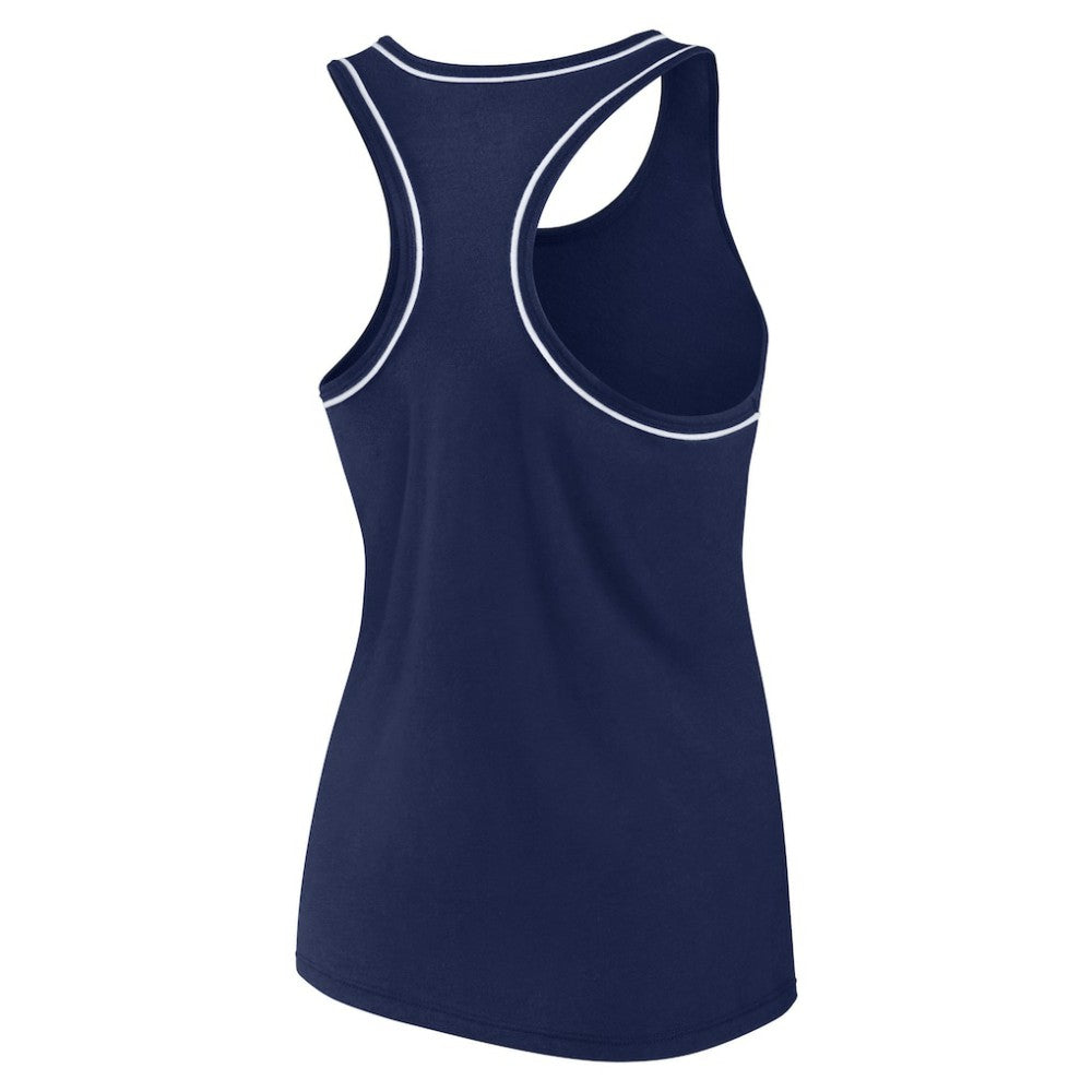 NHL Deep Sea Blue Seattle Kraken Fanatics Women's Wordmark Logo Racerback Scoop Neck Tank Top