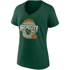 NBA Milwaukee Bucks Women's Hometown Collection Brew City V-Neck T-Shirt