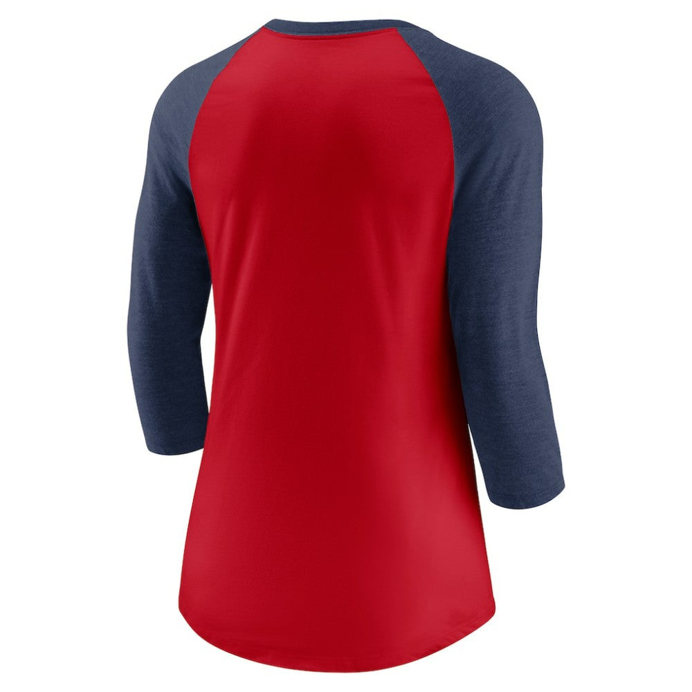 MLB Cleveland Guardians Nike Women's Next Up Tri-Blend Raglan 3/4-Sleeve T-Shirt