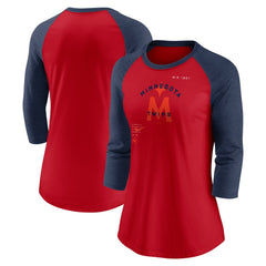 MLB Minnesota Twins Nike Women's Next Up Tri-Blend Raglan 3/4-Sleeve T-Shirt