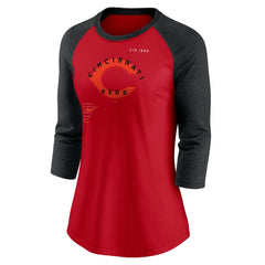 MLB Cincinnati Reds Nike Women's Next Up Tri-Blend Raglan 3/4-Sleeve T-Shirt