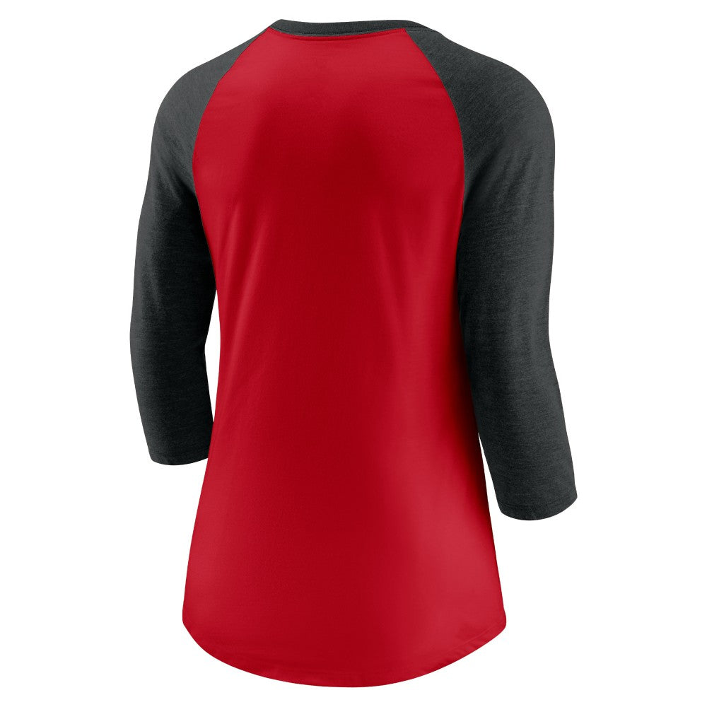 MLB Cincinnati Reds Nike Women's Next Up Tri-Blend Raglan 3/4-Sleeve T-Shirt