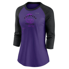 MLB Colorado Rockies Nike Women's Next Up Tri-Blend Raglan 3/4-Sleeve T-Shirt