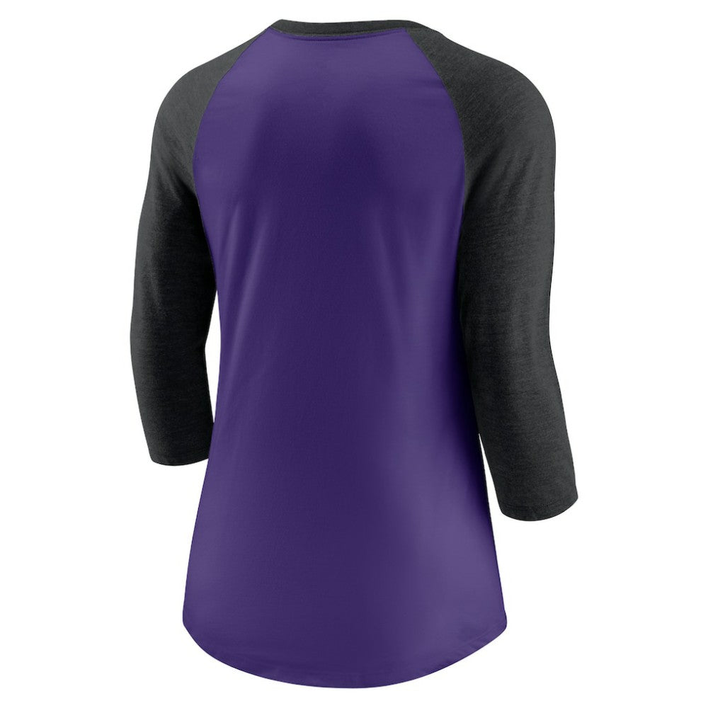 MLB Colorado Rockies Nike Women's Next Up Tri-Blend Raglan 3/4-Sleeve T-Shirt