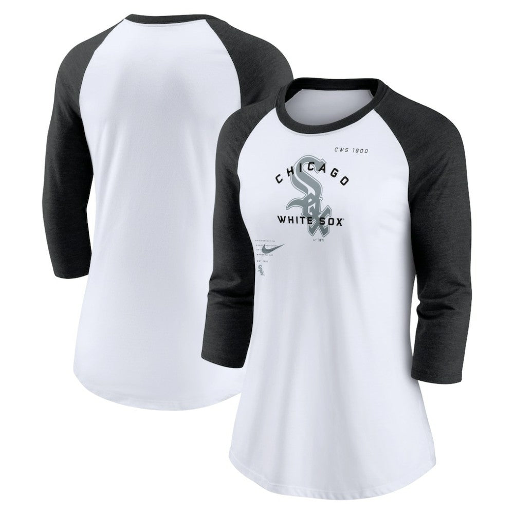 MLB Chicago White Sox Nike Women's Next Up Tri-Blend Raglan 3/4-Sleeve T-Shirt