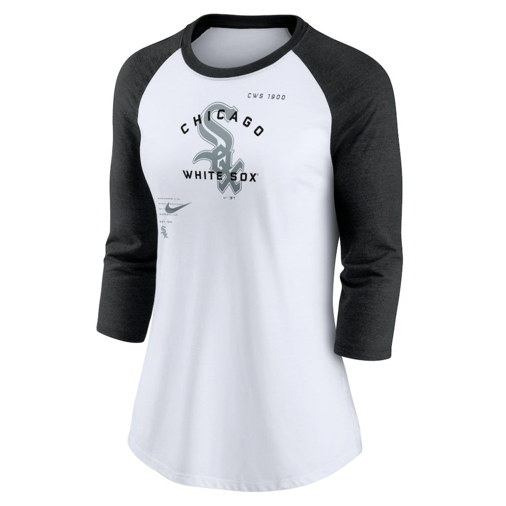 MLB Chicago White Sox Nike Women's Next Up Tri-Blend Raglan 3/4-Sleeve T-Shirt