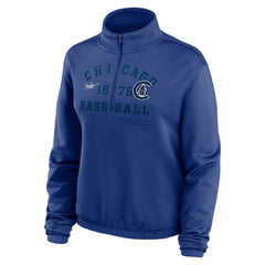 MLB Chicago Cubs Nike Women's Rewind Splice Half-Zip Semi-Cropped Bubble Hem Sweatshirt