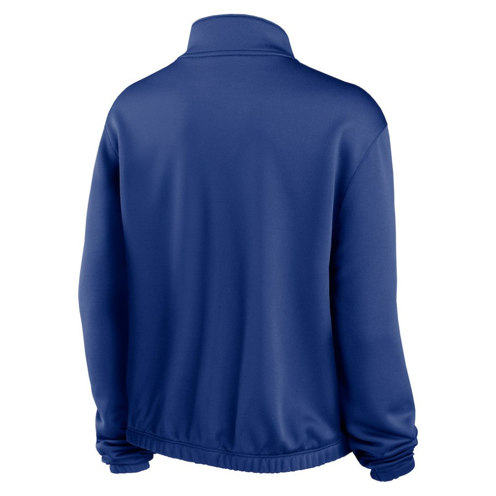 MLB Chicago Cubs Nike Women's Rewind Splice Half-Zip Semi-Cropped Bubble Hem Sweatshirt