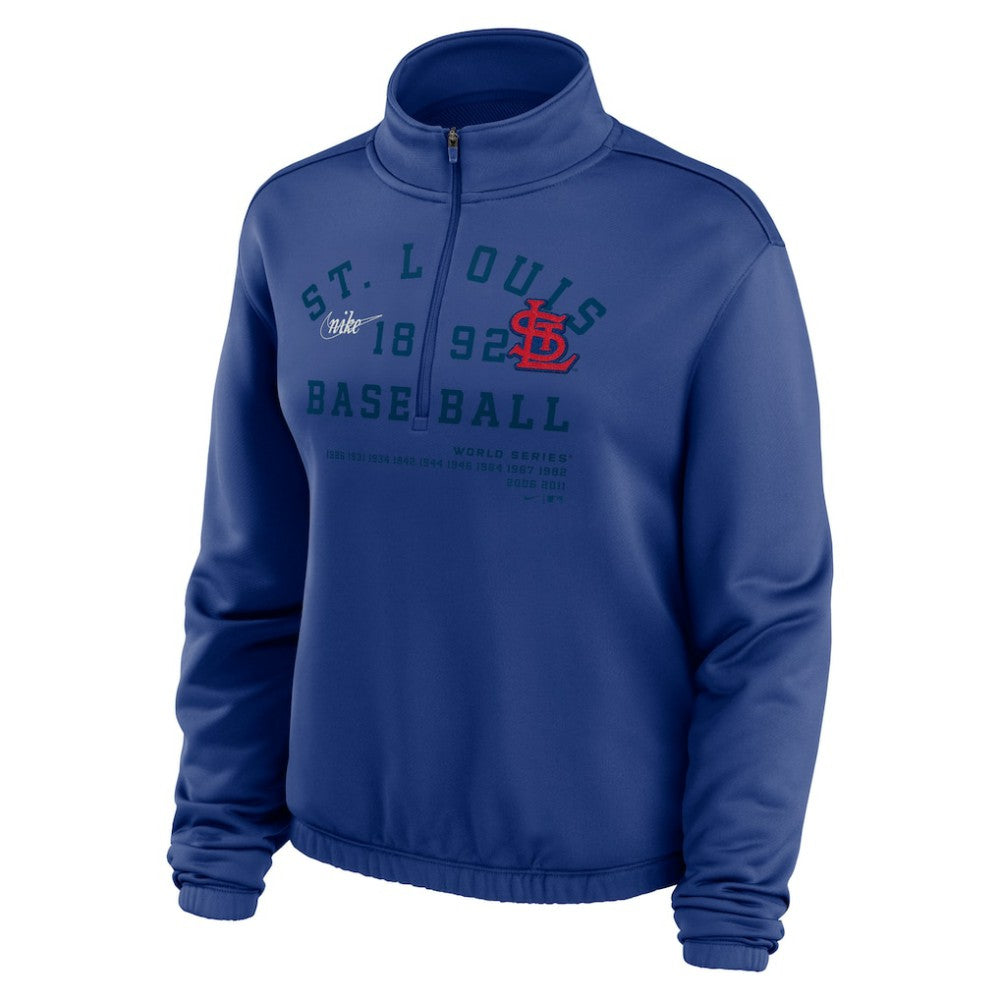 MLB St. Louis Cardinals Nike Women's Rewind Splice Half-Zip Semi-Cropped Bubble Hem Sweatshirt