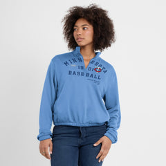 MLB Minnesota Twins Nike Women's Rewind Splice Half-Zip Semi-Cropped Bubble Hem Sweatshirt