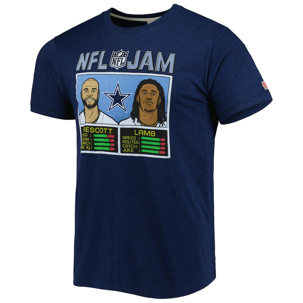 CeeDee Lamb & Dak Prescott  Homage Unisex NFL Jam Tri-Blend T-Shirt - Dallas Cowboys