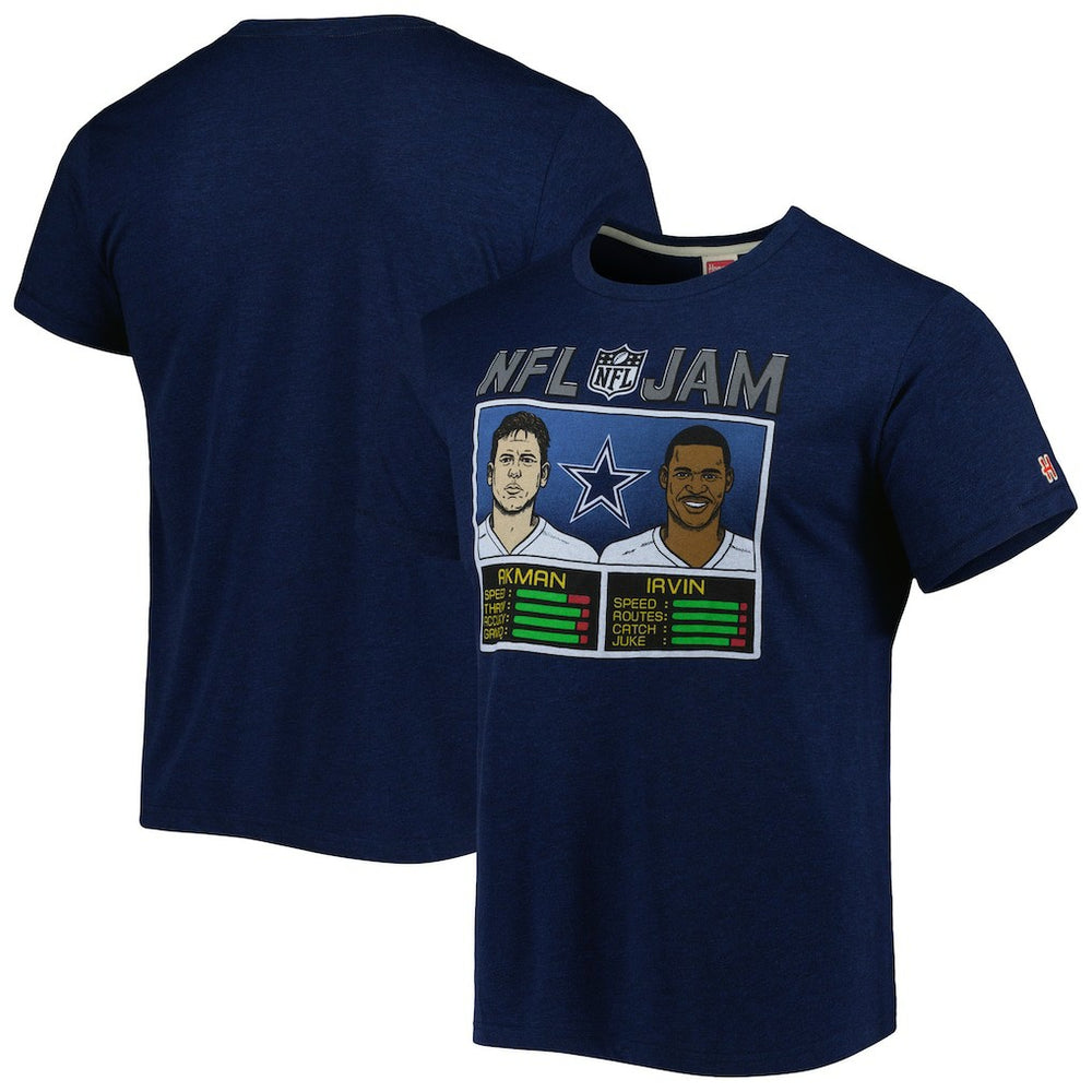 Troy Aikman & Michael Irvin  Homage Unisex NFL Jam Retired Tri-Blend T-Shirt - Dallas Cowboys