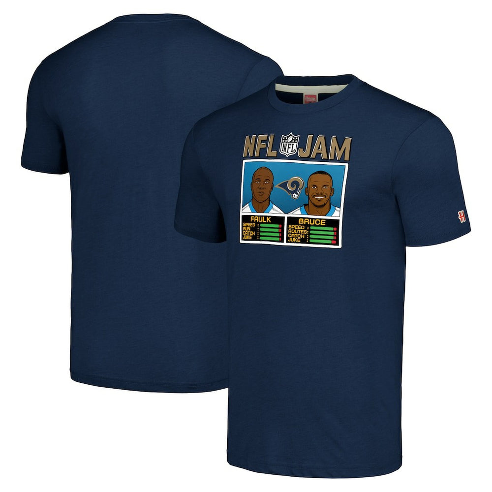 Isaac Bruce & Marshall Faulk  Homage Unisex NFL Jam Retired Tri-Blend T-Shirt - Los Angeles Rams