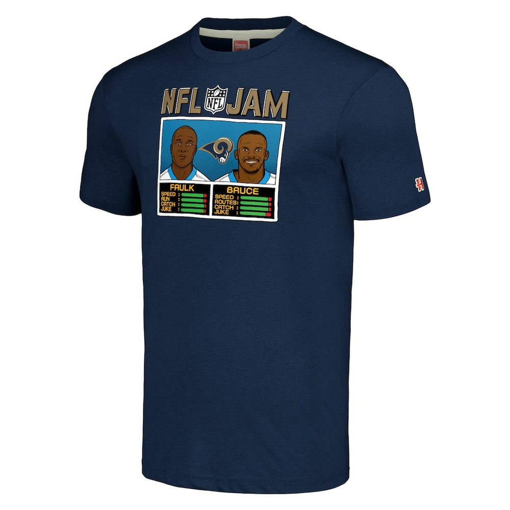 Isaac Bruce & Marshall Faulk  Homage Unisex NFL Jam Retired Tri-Blend T-Shirt - Los Angeles Rams