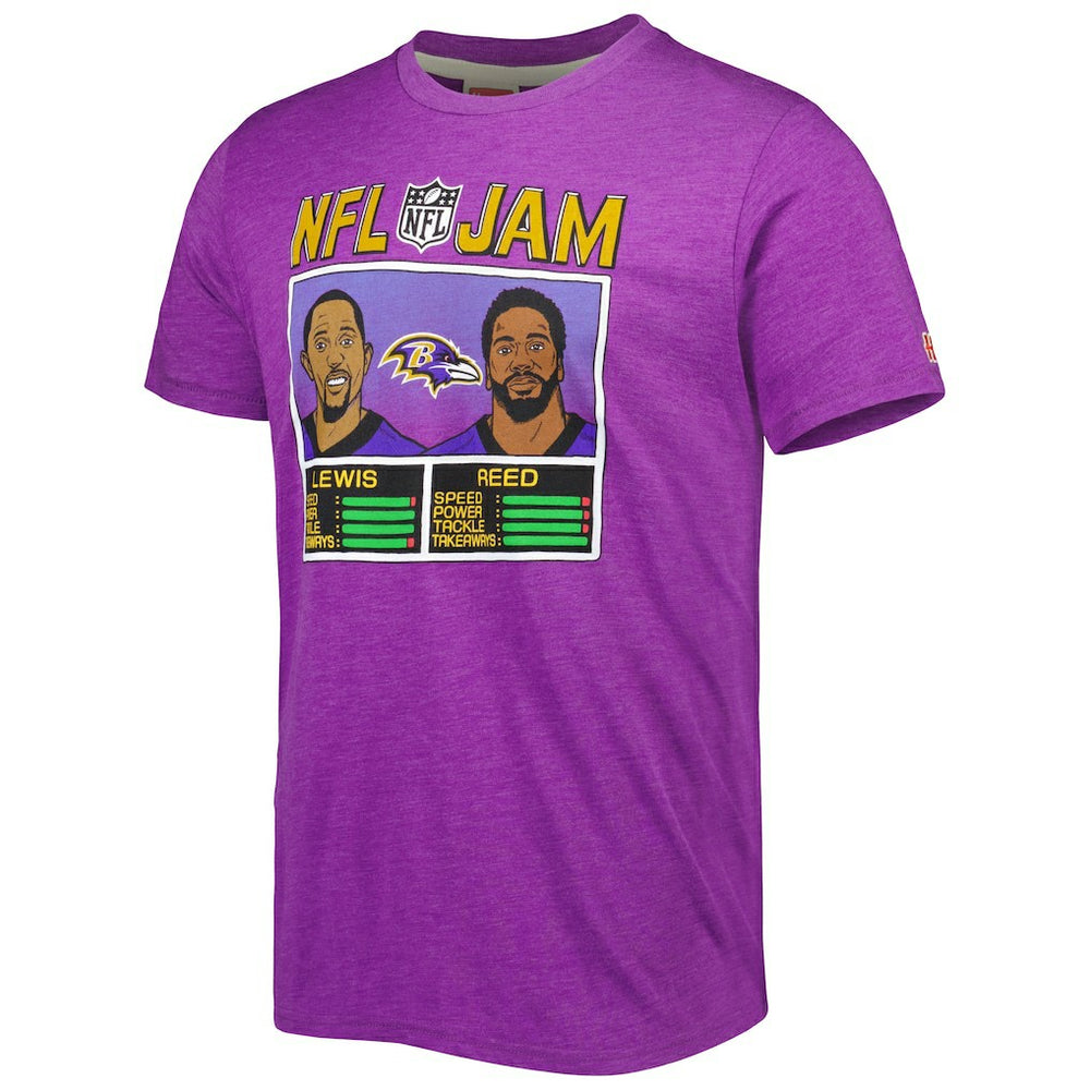 Ray Lewis & Ed Reed  Homage Unisex NFL Jam Retired Tri-Blend T-Shirt - Baltimore Ravens