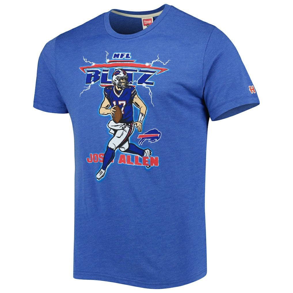 Josh Allen  Homage Unisex NFL Blitz Player Tri-Blend T-Shirt - Buffalo Bills