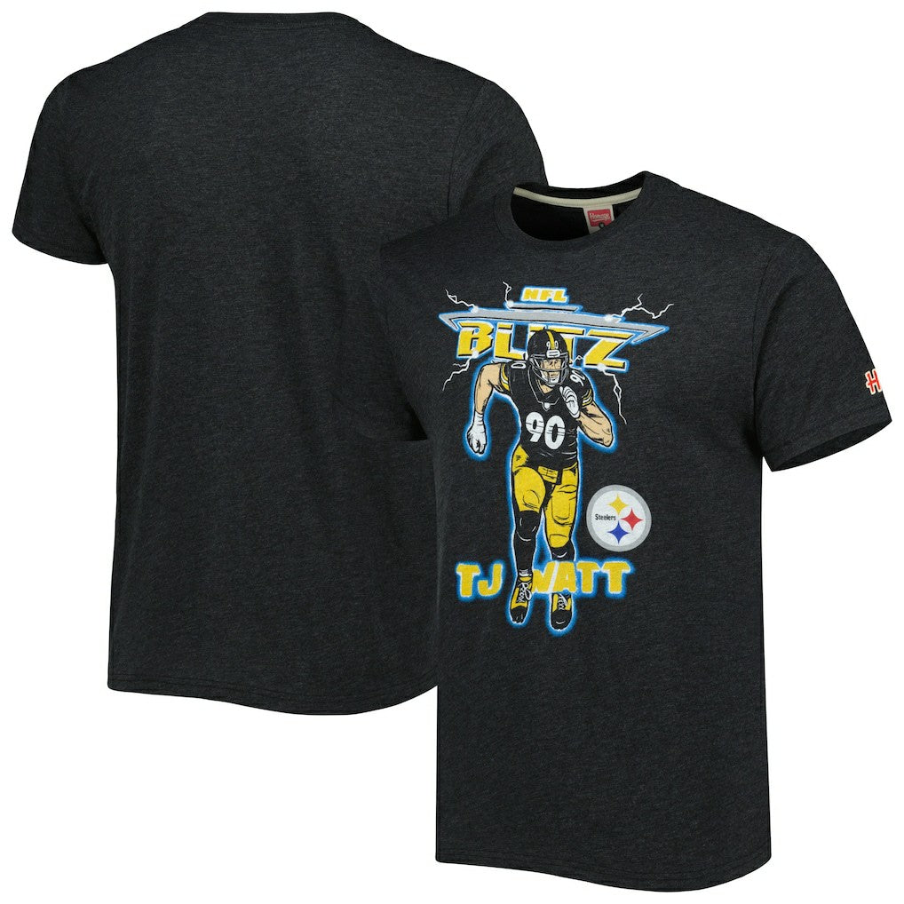 T.J. Watt  Homage Unisex NFL Blitz Player Tri-Blend T-Shirt - Pittsburgh Steelers