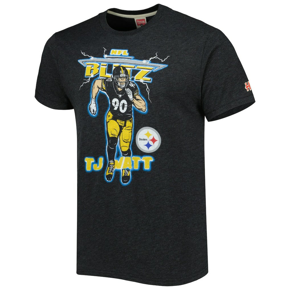 T.J. Watt  Homage Unisex NFL Blitz Player Tri-Blend T-Shirt - Pittsburgh Steelers