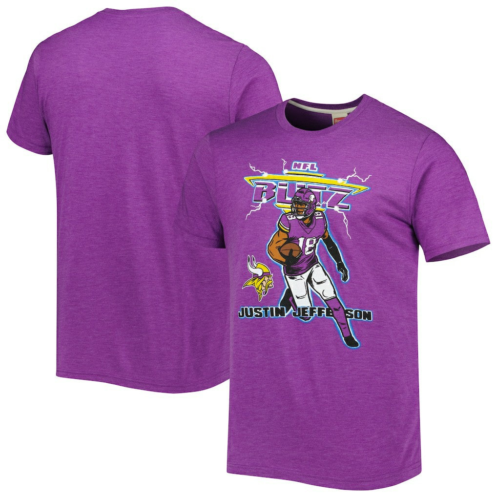 Justin Jefferson  Homage Unisex NFL Blitz Player Tri-Blend T-Shirt - Minnesota Vikings