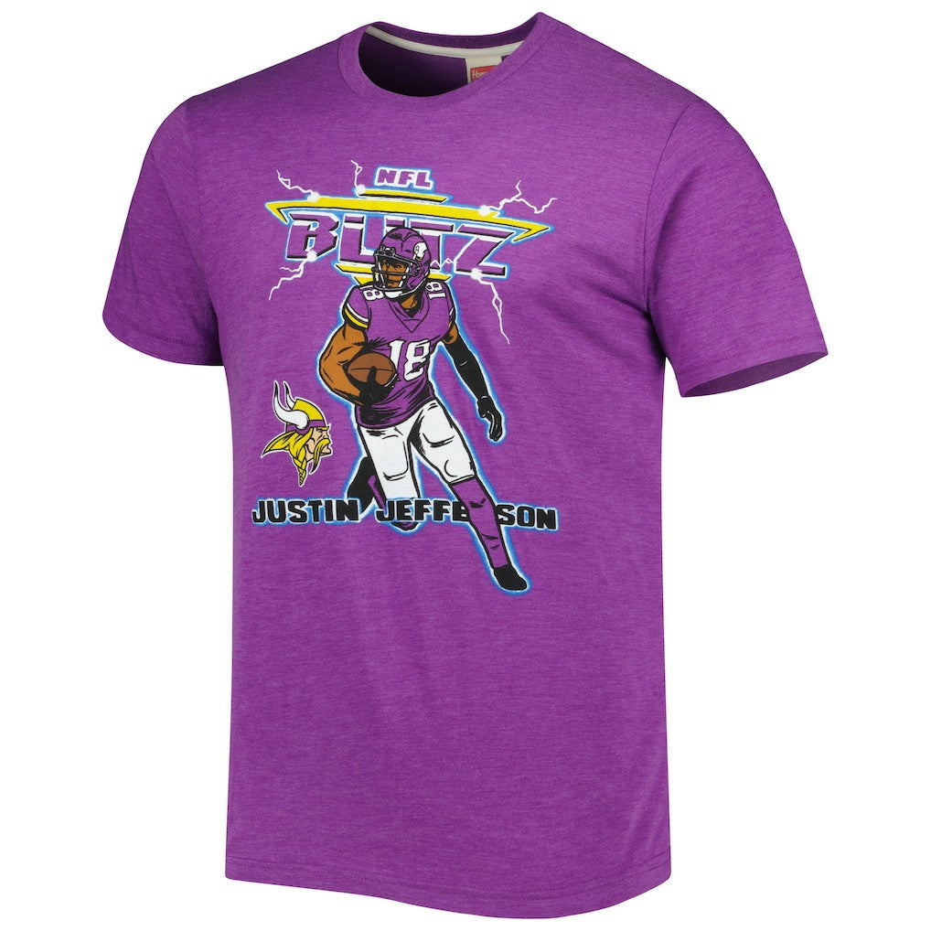 Justin Jefferson  Homage Unisex NFL Blitz Player Tri-Blend T-Shirt - Minnesota Vikings