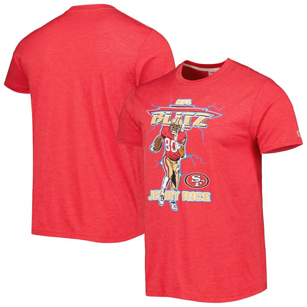 Jerry Rice  Homage Unisex NFL Blitz Retired Player Tri-Blend T-Shirt - San Francisco 49ers