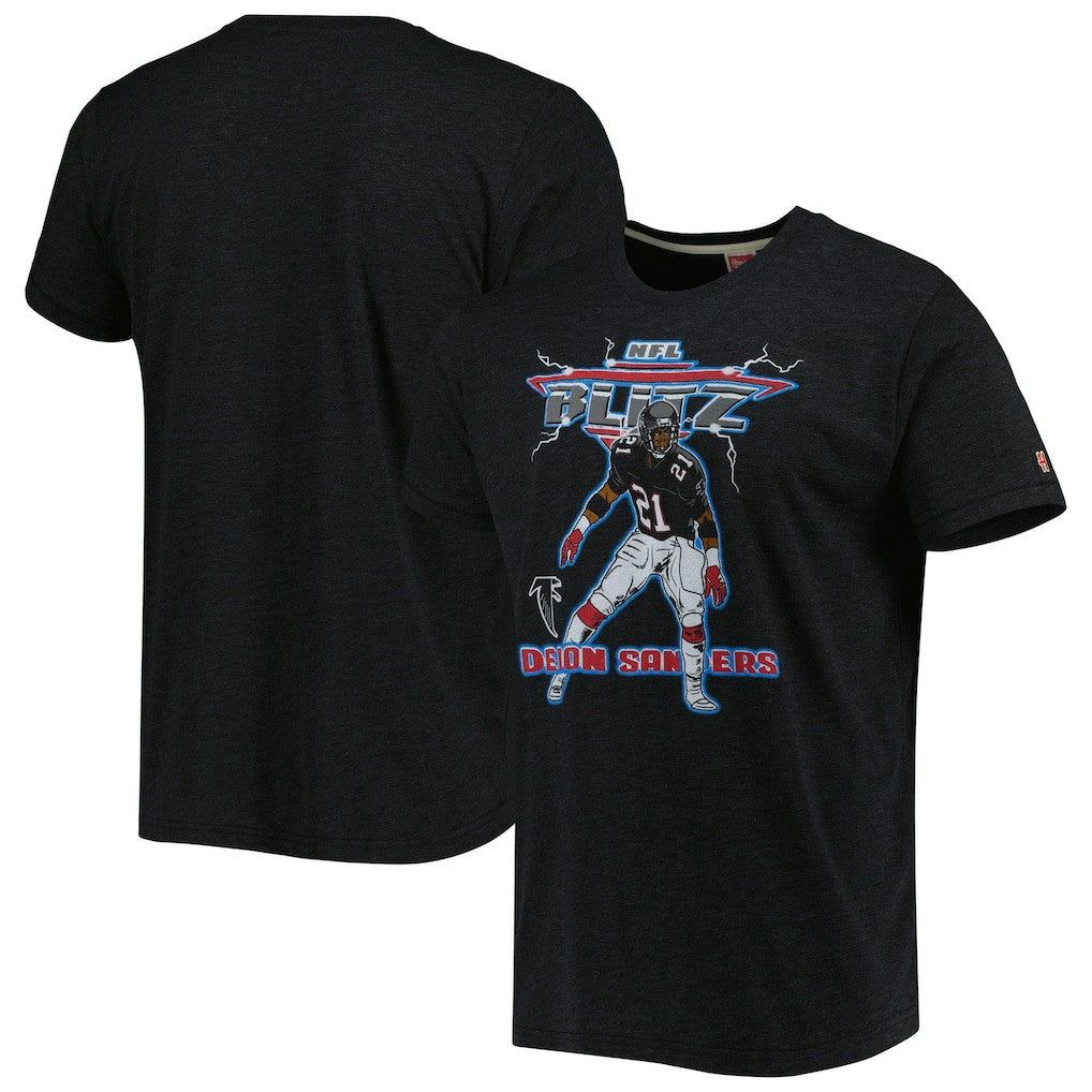 Deion Sanders  Homage Unisex NFL Blitz Retired Player Tri-Blend T-Shirt - Atlanta Falcons