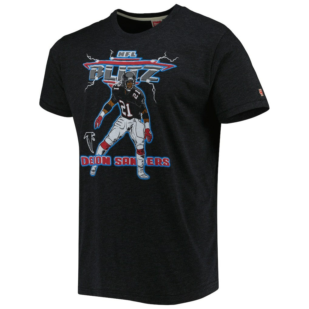 Deion Sanders  Homage Unisex NFL Blitz Retired Player Tri-Blend T-Shirt - Atlanta Falcons