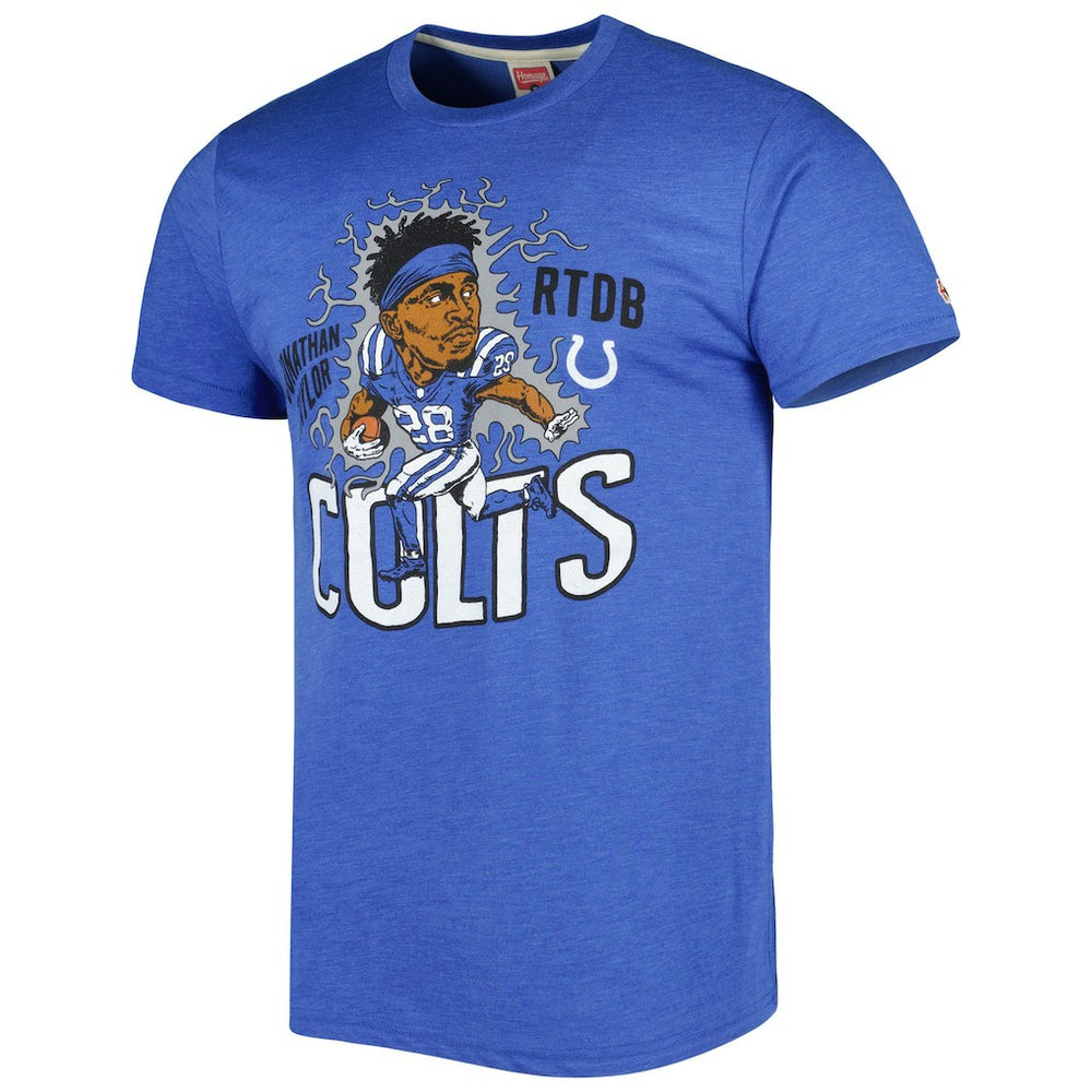 Jonathan Taylor  Homage Unisex Caricature Player Tri-Blend T-Shirt - Indianapolis Colts