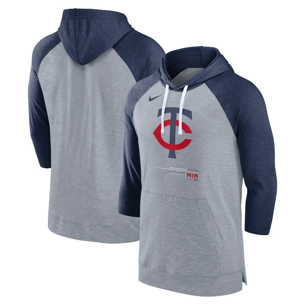 MLB Minnesota Twins Nike Baseball Raglan 3/4-Sleeve Pullover Hoodie