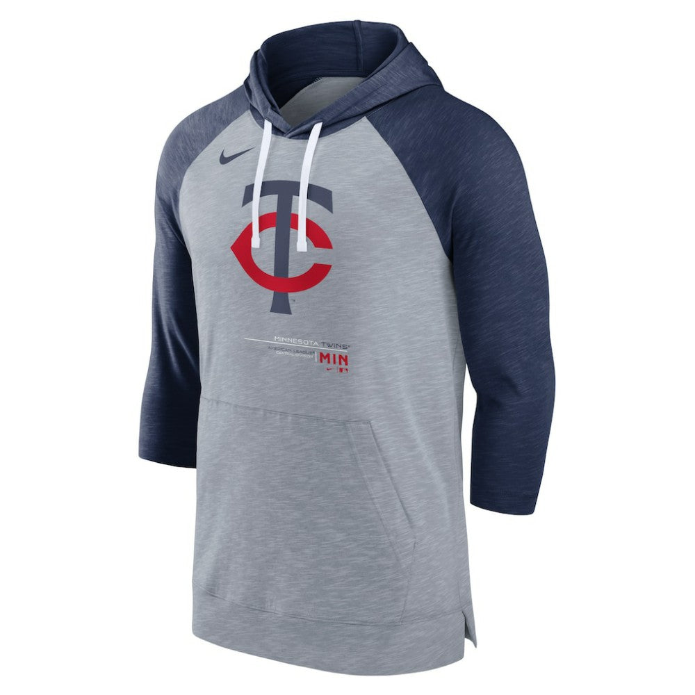 MLB Minnesota Twins Nike Baseball Raglan 3/4-Sleeve Pullover Hoodie