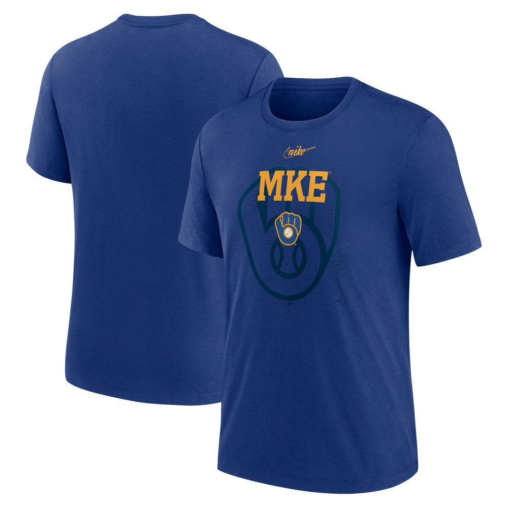 MLB Milwaukee Brewers Nike Rewind Retro Tri-Blend T-Shirt