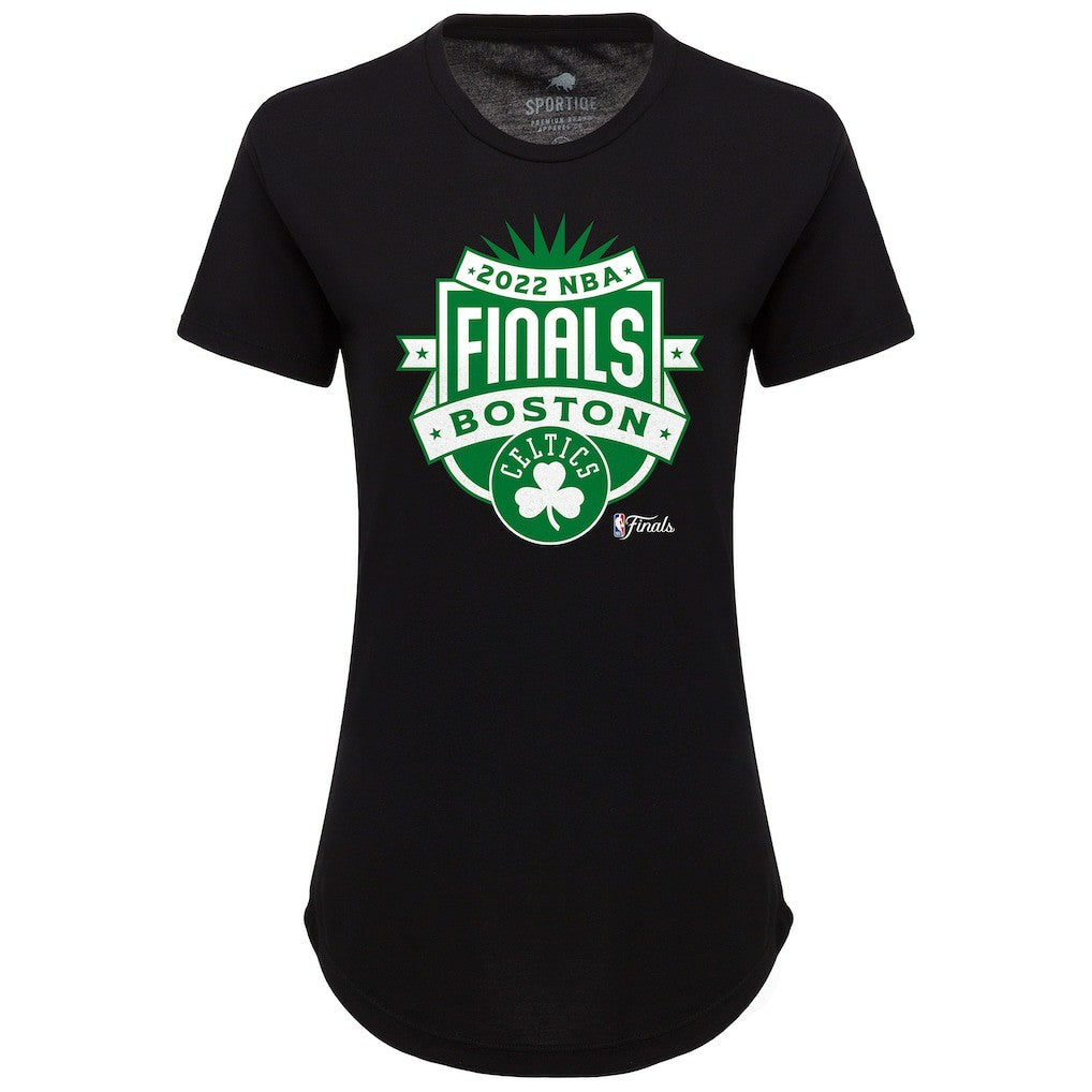 NBA Boston Celtics Sportiqe Women's 2022 NBA Finals Crest Phoebe T-Shirt