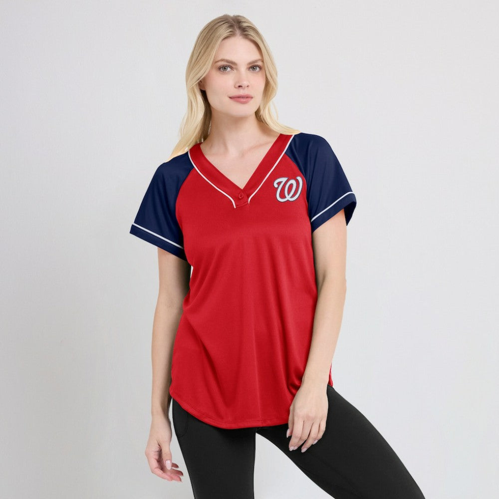MLB Washington Nationals Fanatics Women's Ultimate Style Raglan V-Neck T-Shirt
