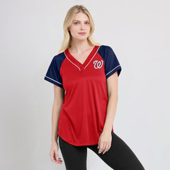 MLB Washington Nationals Fanatics Women's Ultimate Style Raglan V-Neck T-Shirt