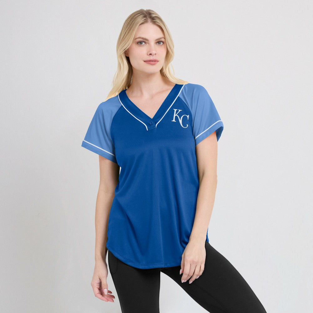 MLB Kansas City Royals Fanatics Women's Ultimate Style Raglan V-Neck T-Shirt