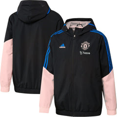 Manchester United Training All-Weather Raglan Full-Zip Hoodie Jacket - Adidas Black
