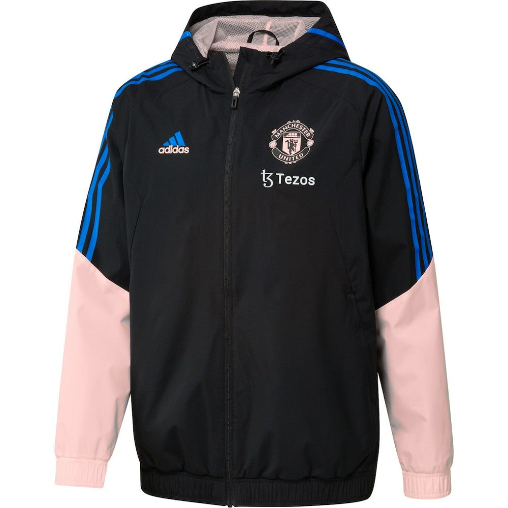 Manchester United Training All-Weather Raglan Full-Zip Hoodie Jacket - Adidas Black