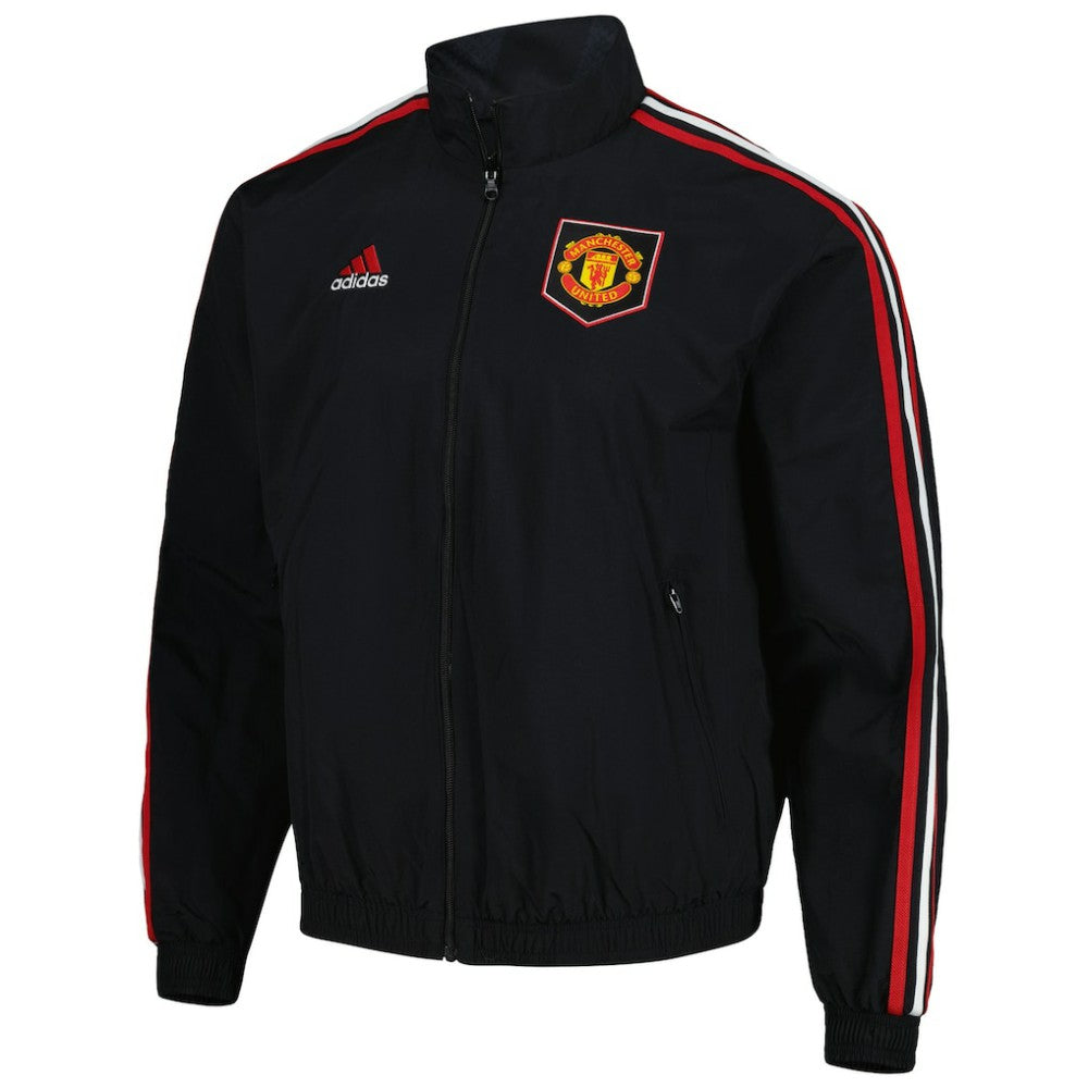 Manchester United 2022/23 On-Field Team Logo Anthem Reversible Full-Zip Jacket - Adidas Black
