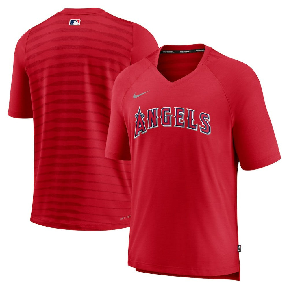 MLB Los Angeles Angels Nike Authentic Collection Pregame Raglan Performance V-Neck T-Shirt