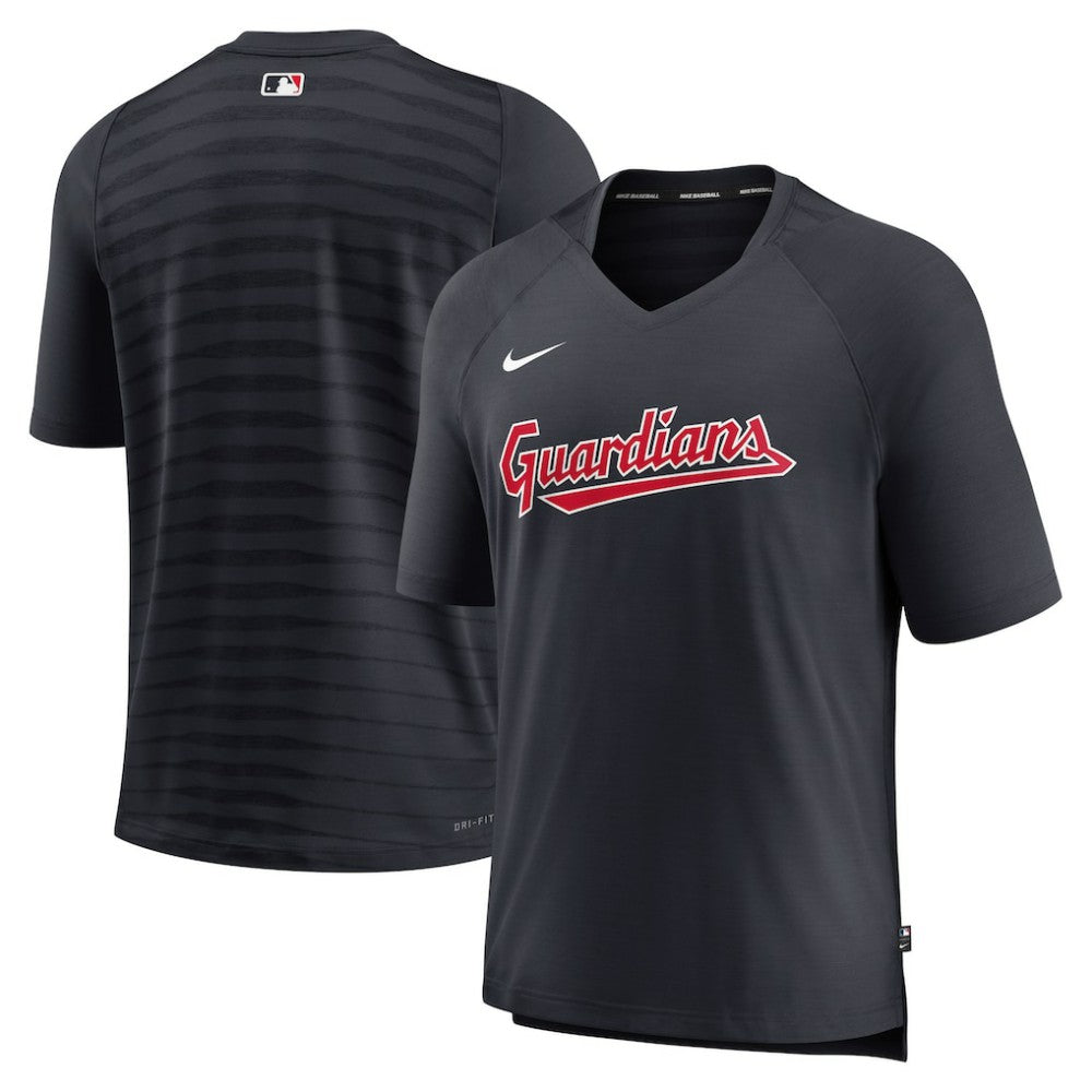 MLB Cleveland Guardians Nike Authentic Collection Pregame Raglan Performance V-Neck T-Shirt