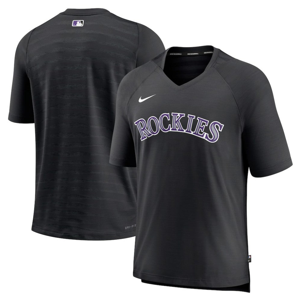 MLB Colorado Rockies Nike Authentic Collection Pregame Raglan Performance V-Neck T-Shirt