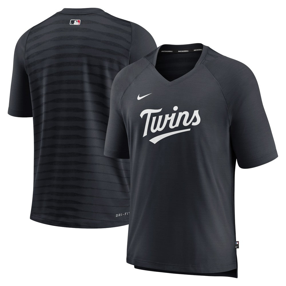MLB Minnesota Twins Nike Authentic Collection Pregame Raglan Performance V-Neck T-Shirt
