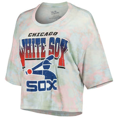 MLB Chicago White Sox Majestic Threads Women's Cooperstown Collection Tie-Dye Boxy Cropped Tri-Blend T-Shirt