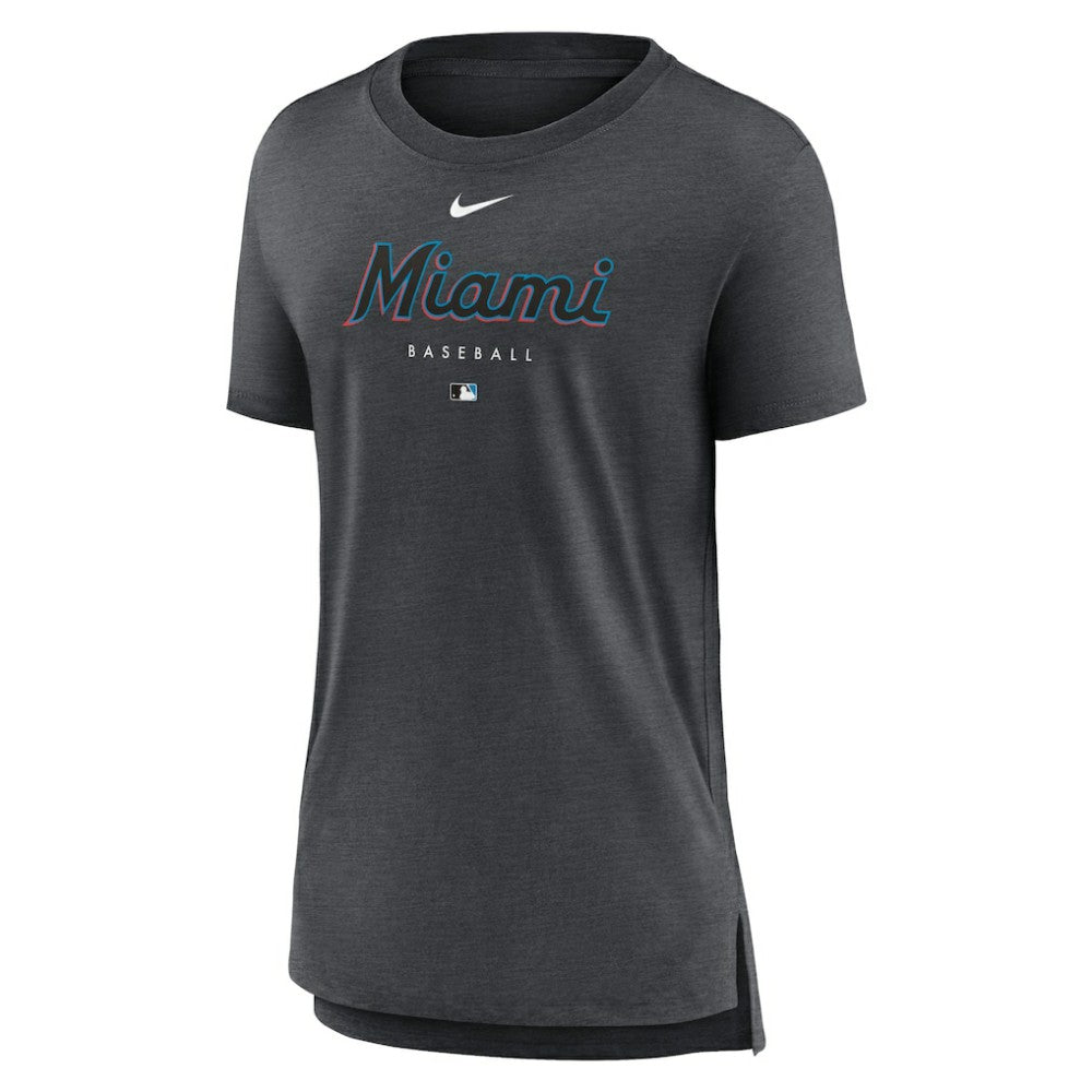 MLB Miami Marlins Nike Women's Authentic Collection Early Work Tri-Blend T-Shirt
