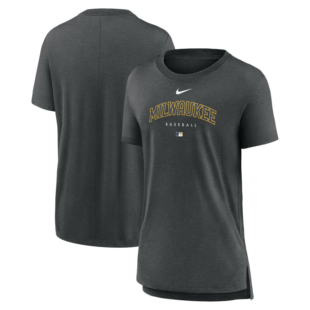 MLB Milwaukee Brewers Nike Women's Authentic Collection Early Work Tri-Blend T-Shirt