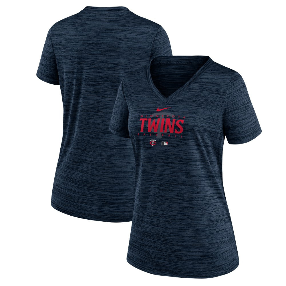 MLB Minnesota Twins Nike Women's Authentic Collection Velocity Practice Performance V-Neck T-Shirt